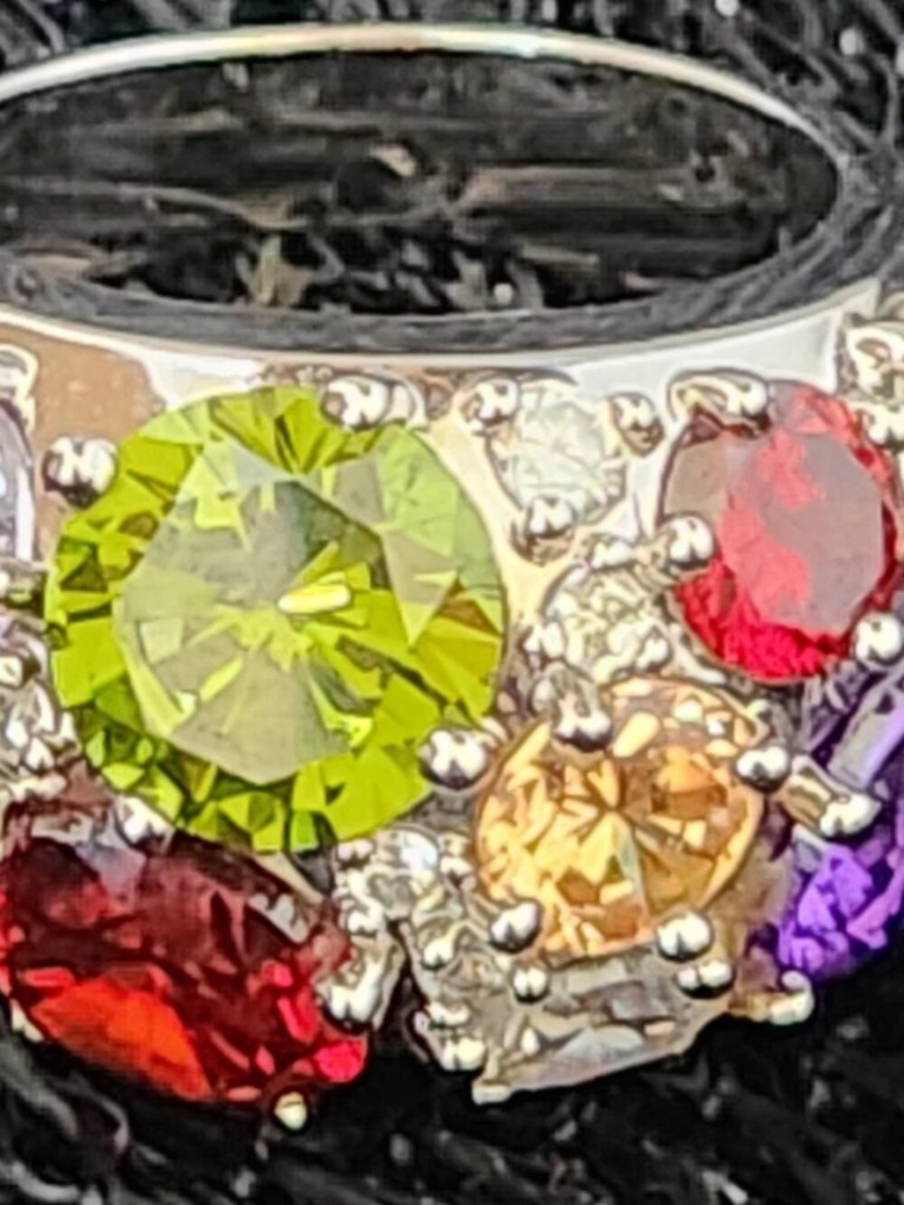Vtg Nataliya V Collister NVC Multi-color Gems Bold Statement Cocktail Ring Sz 9 - Picture 11 of 14